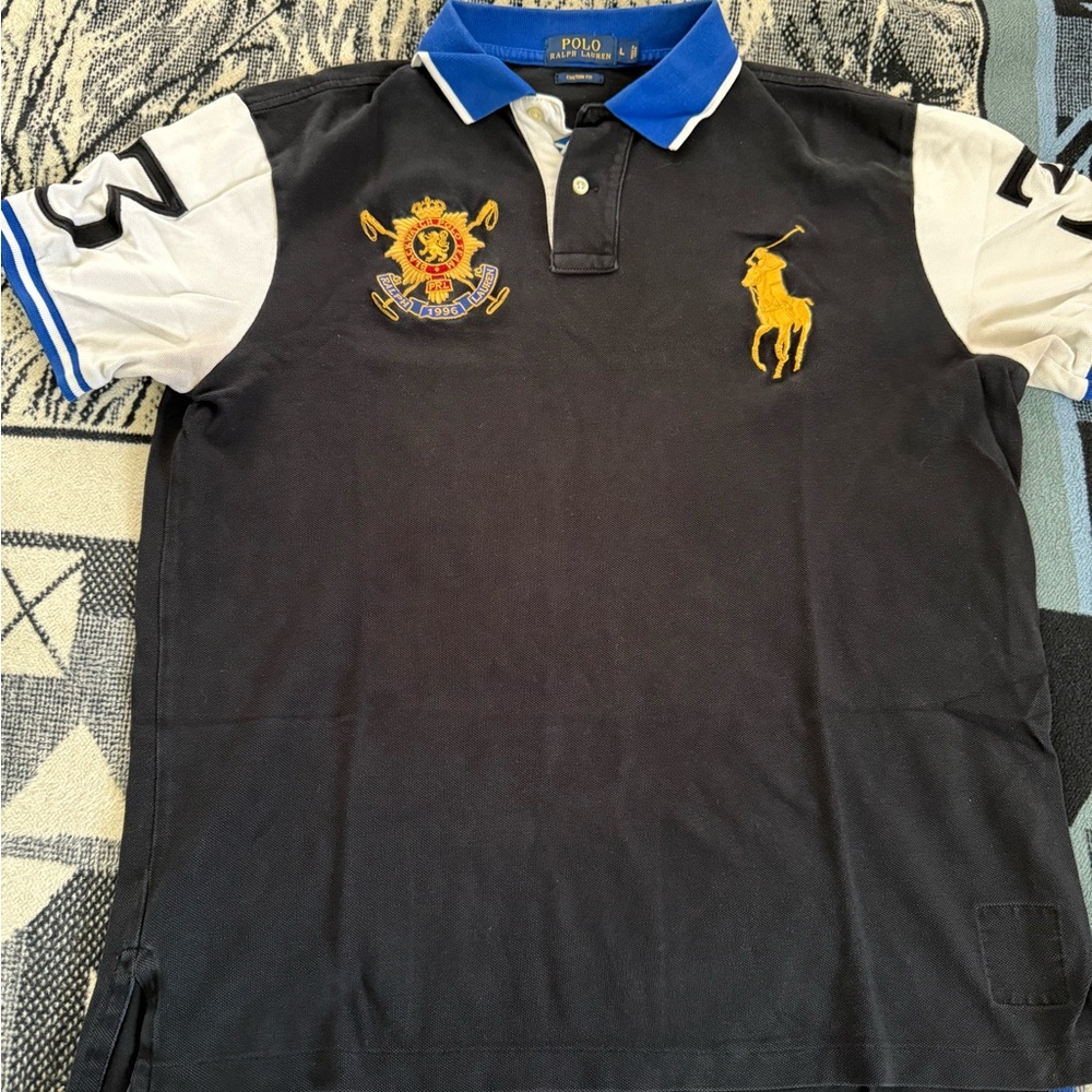 Polo Ralph Lauren BlackWatch #3 Big Pony Embroidered Black/White/Royal Blue Polo